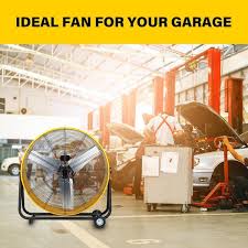 Aoibox 36 In 3 Sd Yellow Heavy Duty Metal Industrial Drum Fan Air Circulation For Warehouse Factory Work Basement
