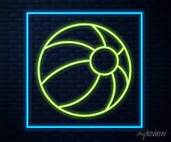Glowing Neon Line Beach Ball Icon