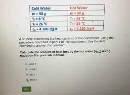 Solved Cold Water M 50 G Ti 8 C Tr