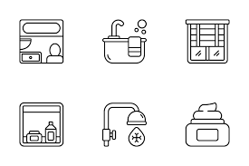 Washroom Shower Bathroom Line Icon