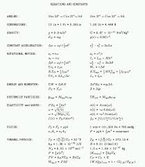 Phy 111 Equation Sheet