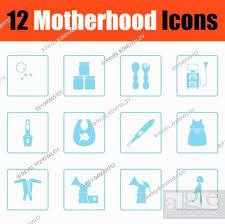 Motherhood Icon Set Blue Frame Design