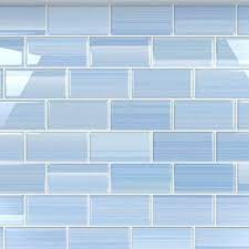 Bodesi Big Blue 3 In X 6 In Glass Tile For Kitchen Backsplash And Showers 10 Sq Ft Per Box Glossy