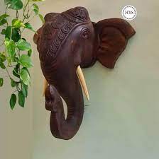 Wooden Elephant Head Wall Hanging