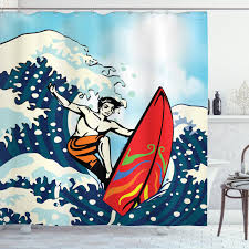 Surf Shower Curtain Man Surfing In The