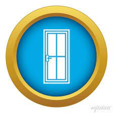 Glass Door Icon Blue Vector Isolated On