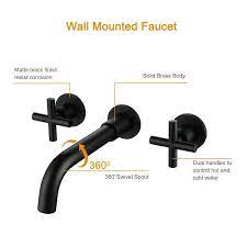 Boyel Living 2 Double Handle Wall Mounted Bathroom Kitchen Faucet Basin Mixer Taps In Matte Black With Rough In Valve