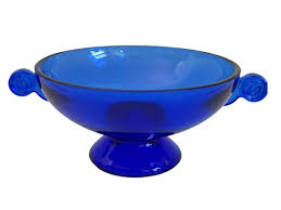 Cobalt Blue Glass Footed Bowl W