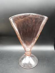 Vintage Pink Depression Glass Fan Vase