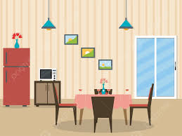 Flat Desing Interior Of A Dining Room