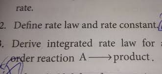 Define Rate Law And Rate Constant