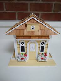 Painted Wood Bird Feeder House Cottage