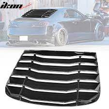 Ikon Motorsports Rear Window Louver Compatible With 2003 2007 Infiniti G35 Coupe Gloss Black Sun Shade Cover Vent Abs 2004 2005 2006