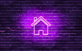 Home Neon Icon Violet Background Neon