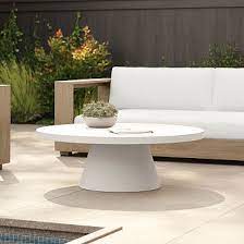 Concrete Pedestal Outdoor 44in Coffee Table White West Elm