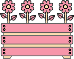 Flat Style Flowers In Wooden Box Icon