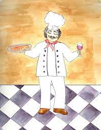 Italian Chef With Pizza And Wine