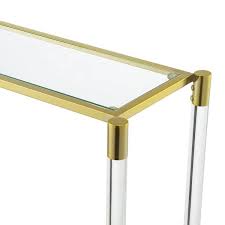 Convenience Concepts Royal Crest 2 Tier Acrylic Glass Console Table Gold Glass