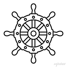 Captain Ship Wheel Icon Outline Style