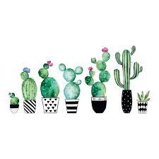 Home Decor Line Green Watercolor Cactus