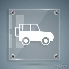 White Off Road Car Icon Isolated On