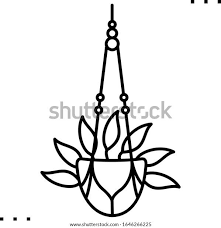 Macrame Plant Line Art Icon Stock