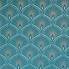 Layla Art Deco Wallpaper Teal Grandeco