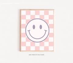Smiley Girl Print Pink Wall Decor Girl