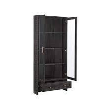 Home Source Display Storage Cabinet In Black With Glass Doors