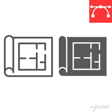 Floor Plan Line And Glyph Icon