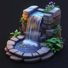 3d Water Feature Icon Decorative Garden