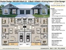 4 Bath Room Modern Duplex House Plans