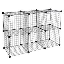 Work It Wire Storage Cubes Wire Shelving 6 Cube Metal Organizer 14 Inch W X 14 Inch H Black