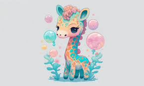 Cute Giraffe Kawaii Clipart Graphic By