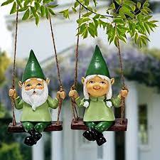 2 Pcs Cute Garden Gnomes Statue Hanging