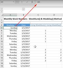 Excel Reset Week Number Every Month