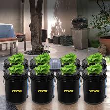 Vevor Dwc Hydroponic System 5 Gallon 8 Buckets Deep Water Culture Growing Bucket Hydroponics Grow Kit With Pump Air Stone