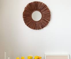 Round Wall Mirror Boho Style Framed
