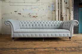 Grey Velvet Fabric Chesterfield Sofa