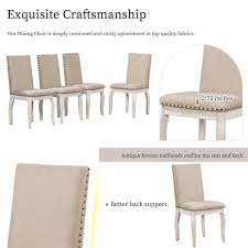 Harper Bright Designs Farmhouse 5 Pcs Antique White Wood Extendable Dining Table Set Seats 4