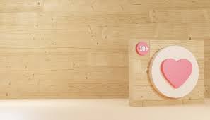 Heart Icon And Logo On Wooden Board