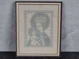 Vintage Embroidered Icon Holy Picture