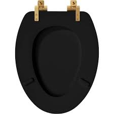Bemis Weston Soft Close Elongated Enameled Wood Closed Front Toilet Seat In Black Never Loosens Brushed Gold Hinge