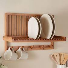 Bamboo Wall Mounted Plate Storage With