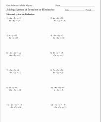 Solving Systems With Elimination Worksheet