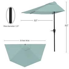 9 Ft Half Round Patio Market Umbrella