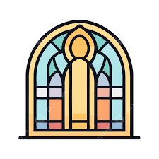 Stained Glass Window Icon In Flat