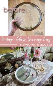 Round Glass Serving Tray Makeover