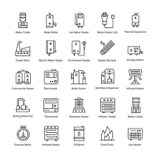 Heating Appliances Line Vector Icons