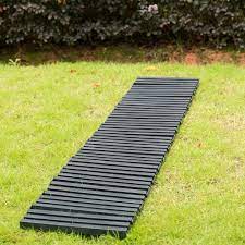 Gardenised Black Garden Pathway Track Outdoor Flooring Waterproof Tile Anti Slip Pavers Floor Mat 14 Long